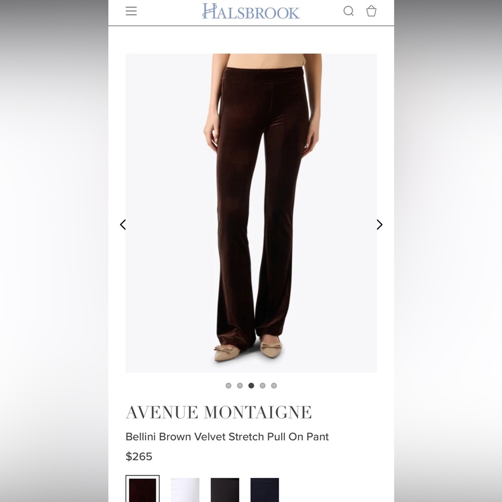 Avenue Montaigne Bellini Brown Velvet Stretch Pant